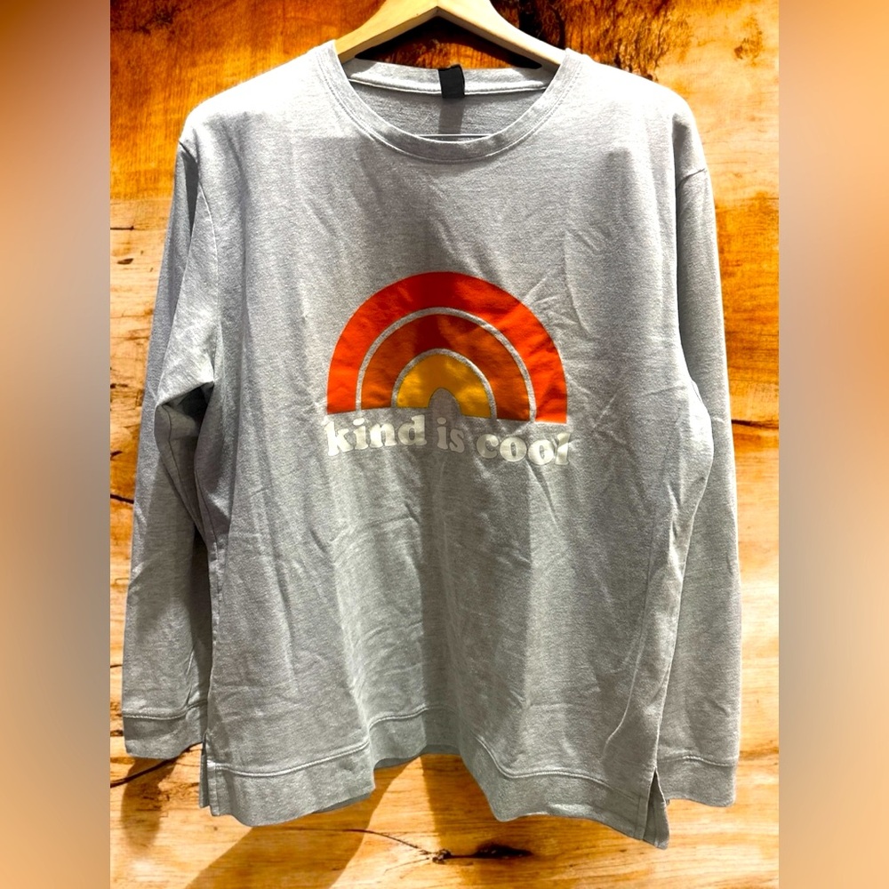 “Kind Is Cool” Gray Long Sleeve Shirt Size Large
